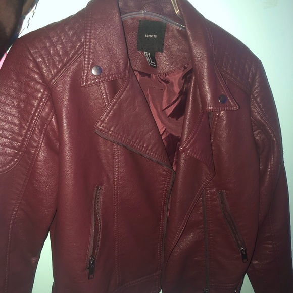 Jackets & Blazers - forever 21 burgendy leather jacket